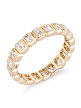 Emerald Cut Diamond 14K (or 18k upon request) Yellow Gold Eternity Band Ring